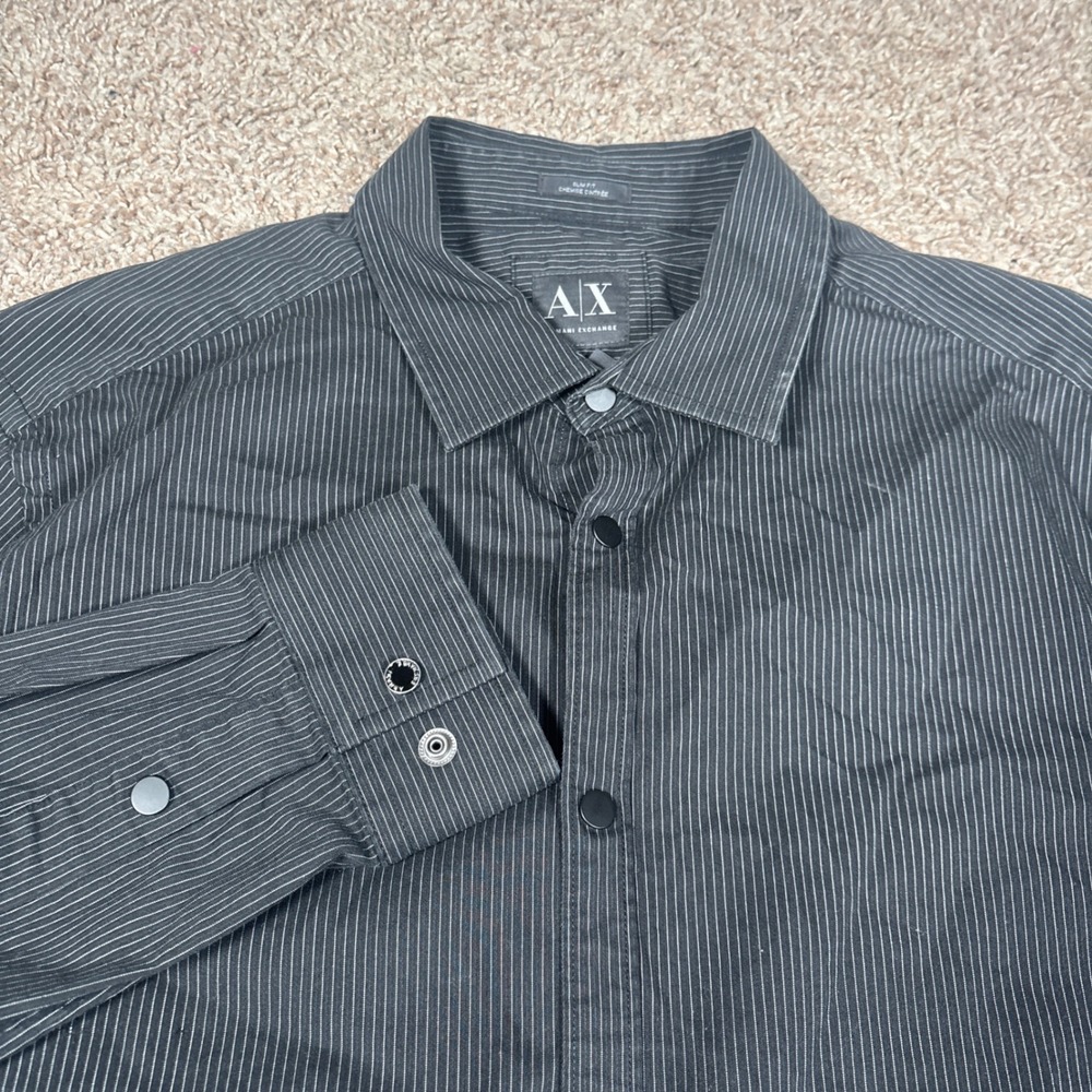 AX Armani Exchange Men's Slim Fit Striped Dress Shirt Size M Preppy